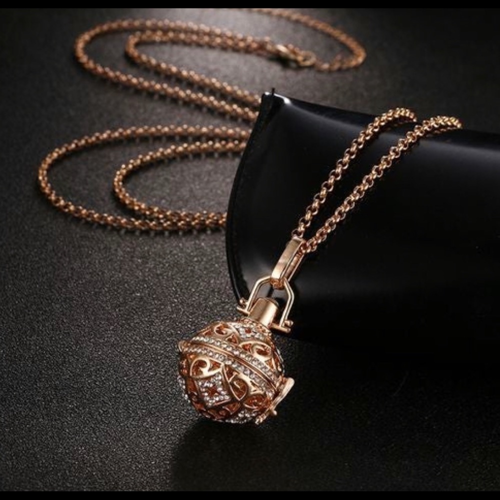 Harmony Locket Perfume Ball Necklace GOLD TONE
